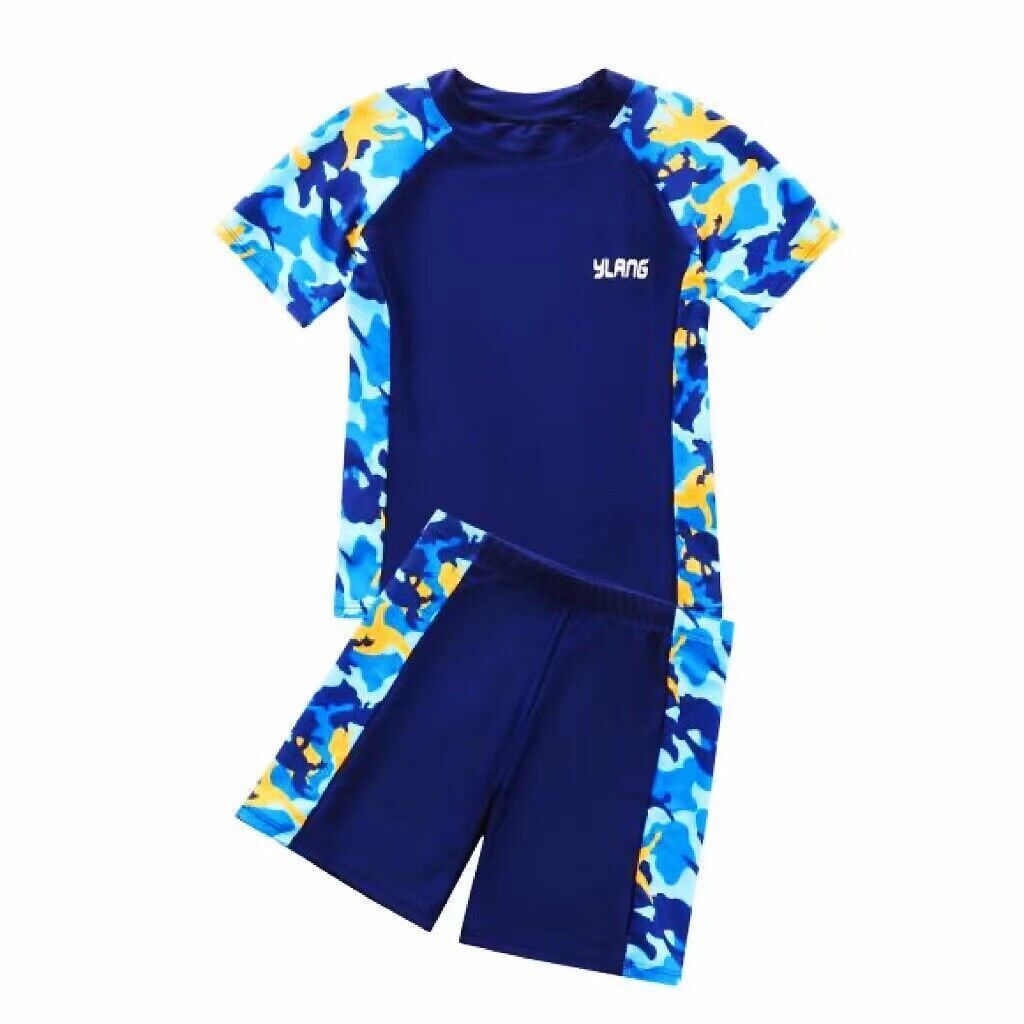 2PC Girls Boys Swimming Beach Swimsuit Kids Sunsafe Surf Top Short Suit Swimwear - Picture 12 of 12