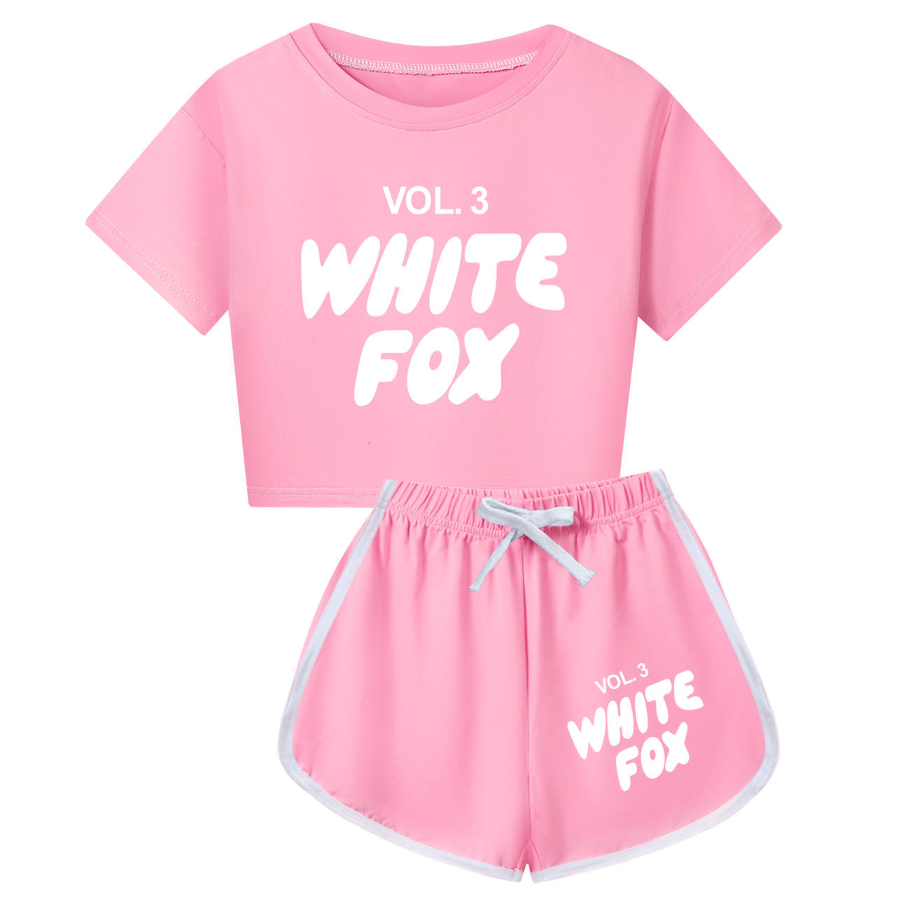 Hot Girls Kids White Black Foxes Short T-shirt Shorts Outfits Tracksuit Sets UK