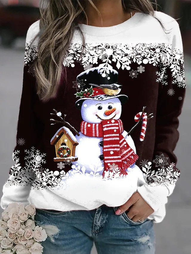 Womens Girls Xmas Red Sweater Christmas Novelty Jumper Sweater Tops Plus size