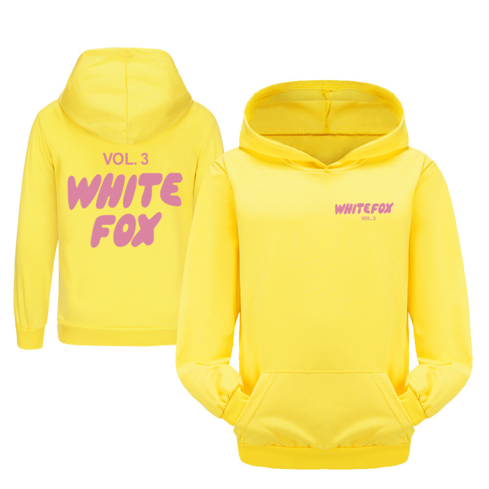 Girls Boys White Pink Foxes Pocket Hoodied Hoodies Kids Long Sleeve Pullover Top - Picture 23 of 35