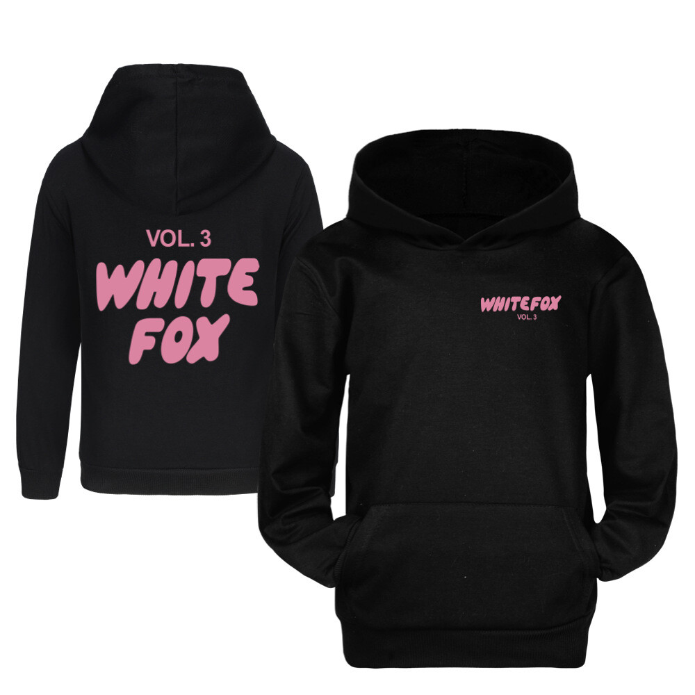 Girls Boys White Pink Foxes Pocket Hoodied Hoodies Kids Long Sleeve Pullover Top - Picture 28 of 35