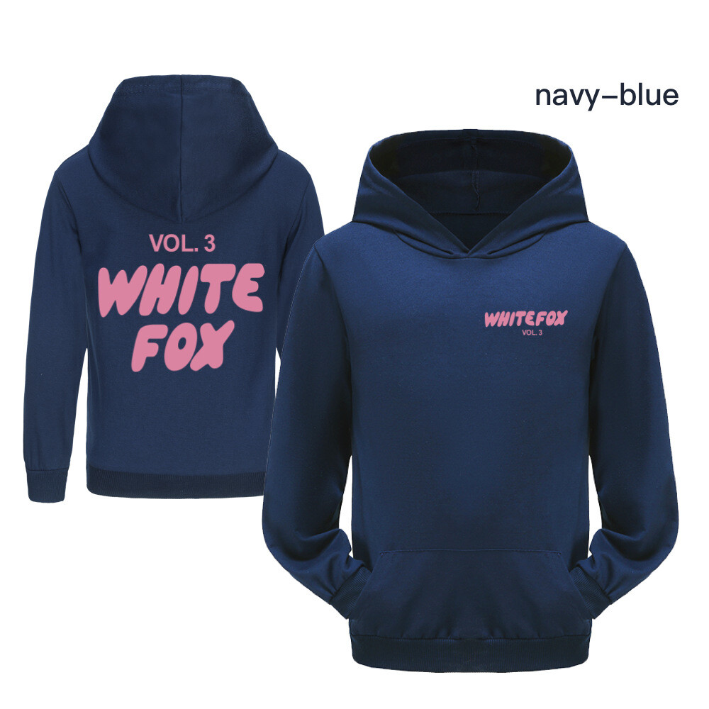 Girls Boys White Pink Foxes Pocket Hoodied Hoodies Kids Long Sleeve Pullover Top - Picture 30 of 35