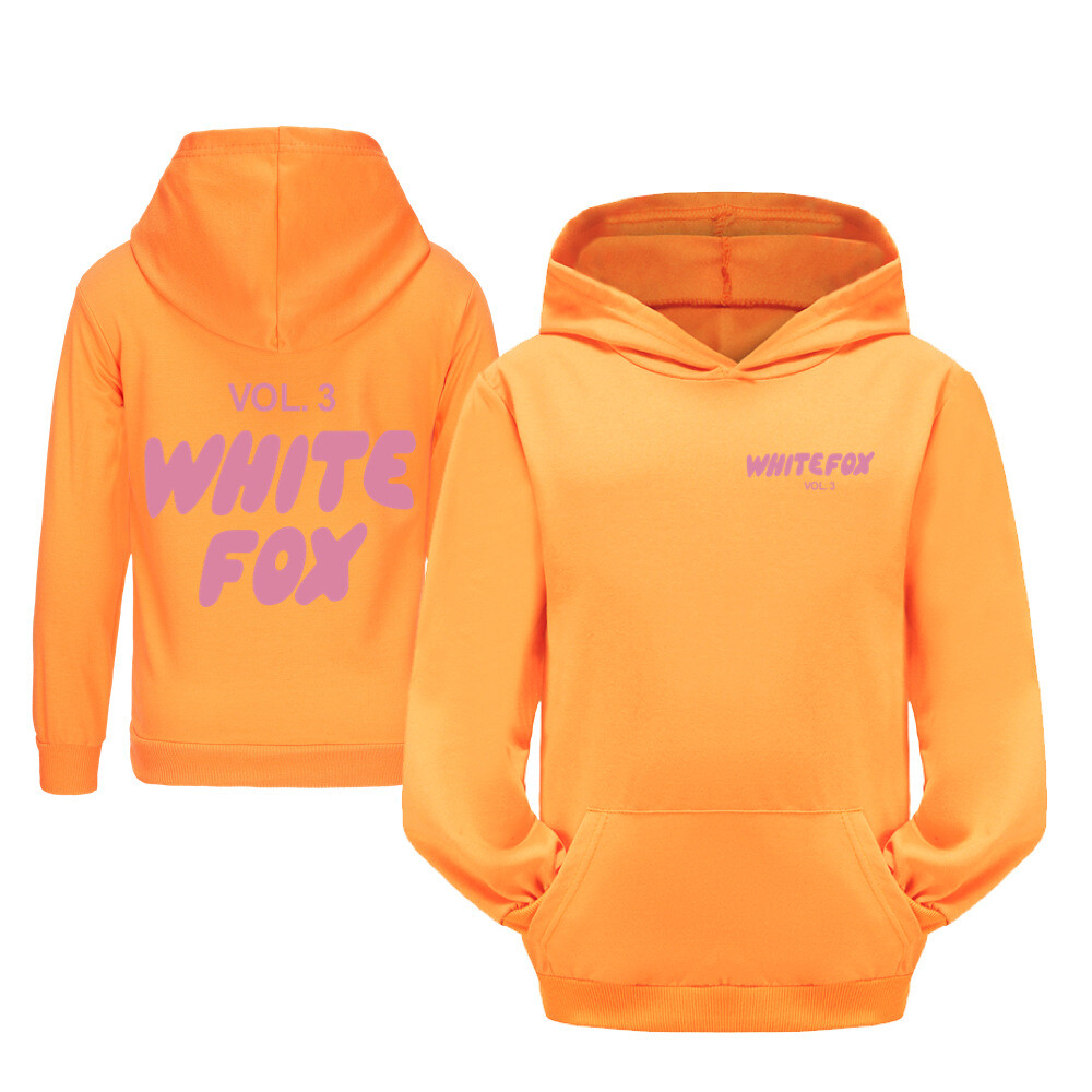 Girls Boys White Pink Foxes Pocket Hoodied Hoodies Kids Long Sleeve Pullover Top - Picture 33 of 35