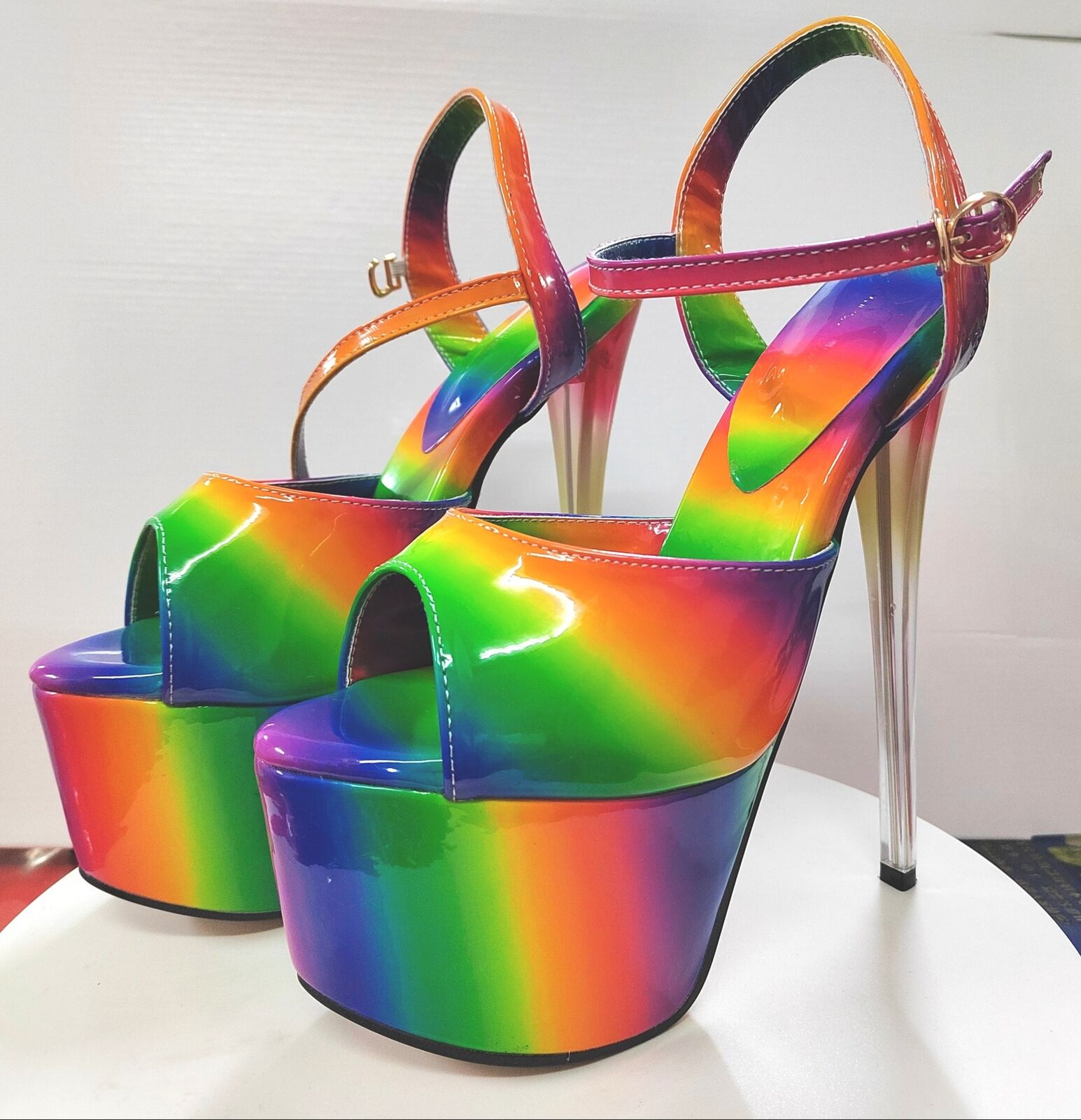 Sandalias de tacón alto de aguja con hebilla al tobillo y plataforma US4-US13 para mujer de 19 cm - Imagen 13 de 24