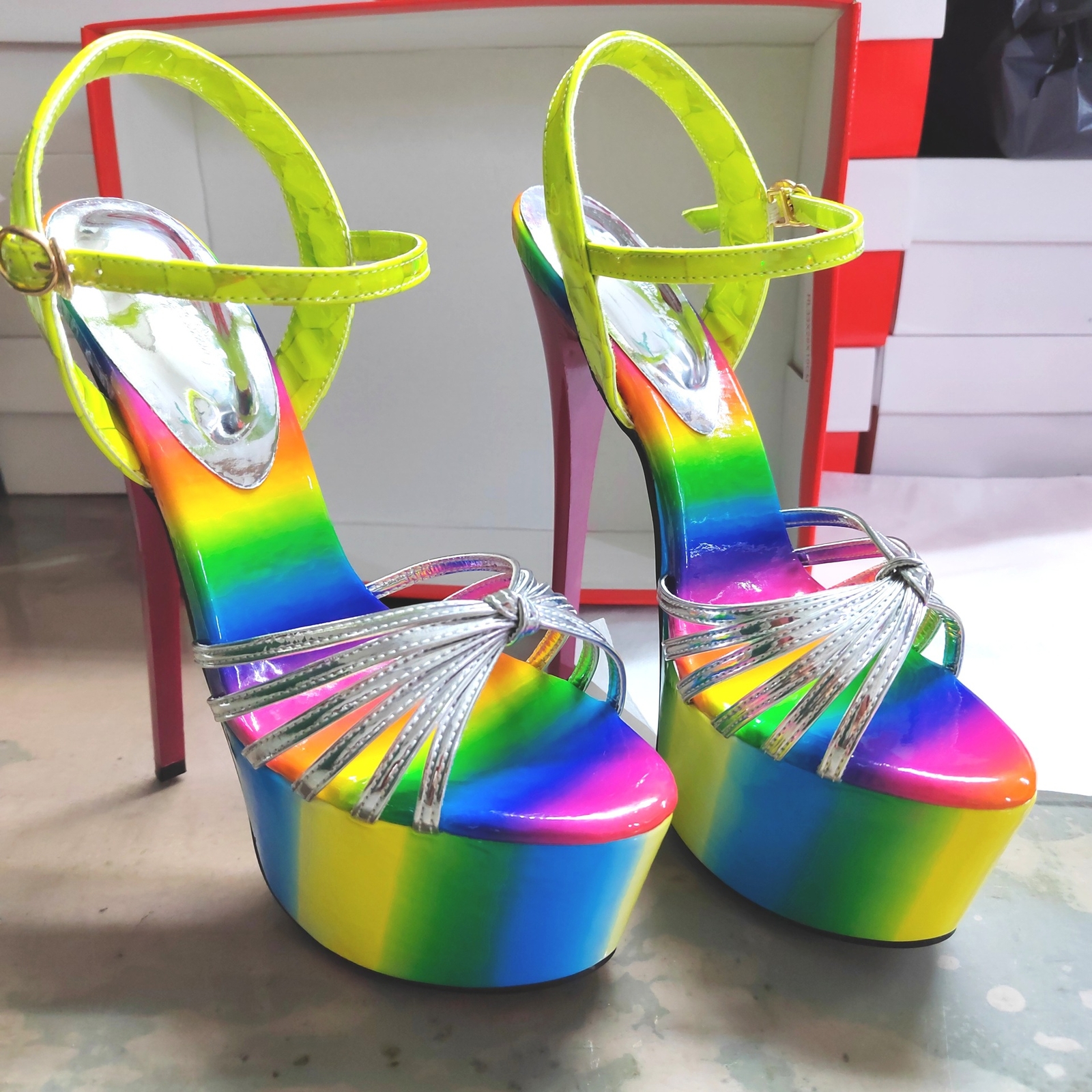 Sandalias de tacón alto de aguja con hebilla al tobillo y plataforma US4-US13 para mujer de 19 cm - Imagen 14 de 24