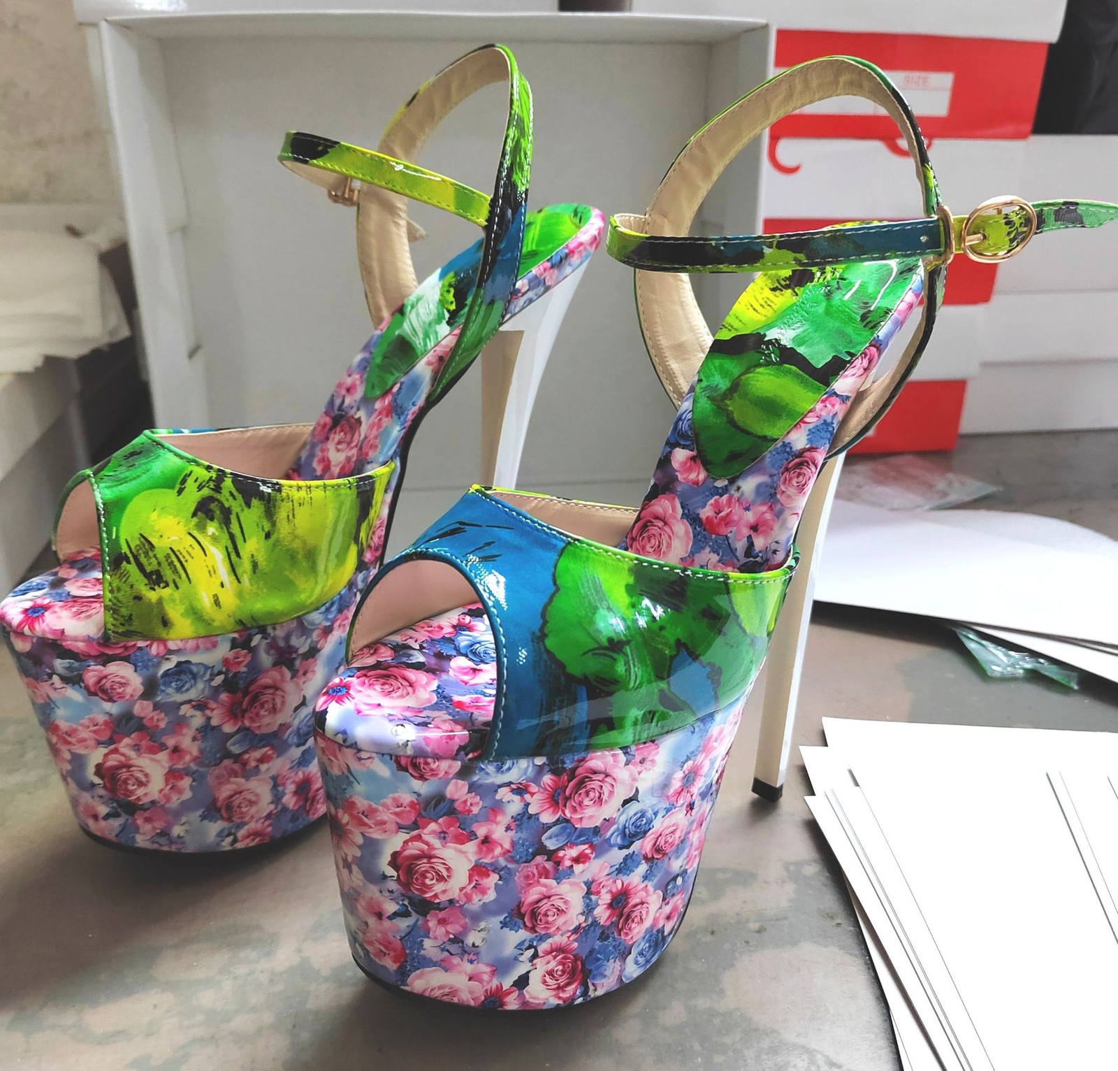 Sandalias de tacón alto de aguja con hebilla al tobillo y plataforma US4-US13 para mujer de 19 cm - Imagen 15 de 24