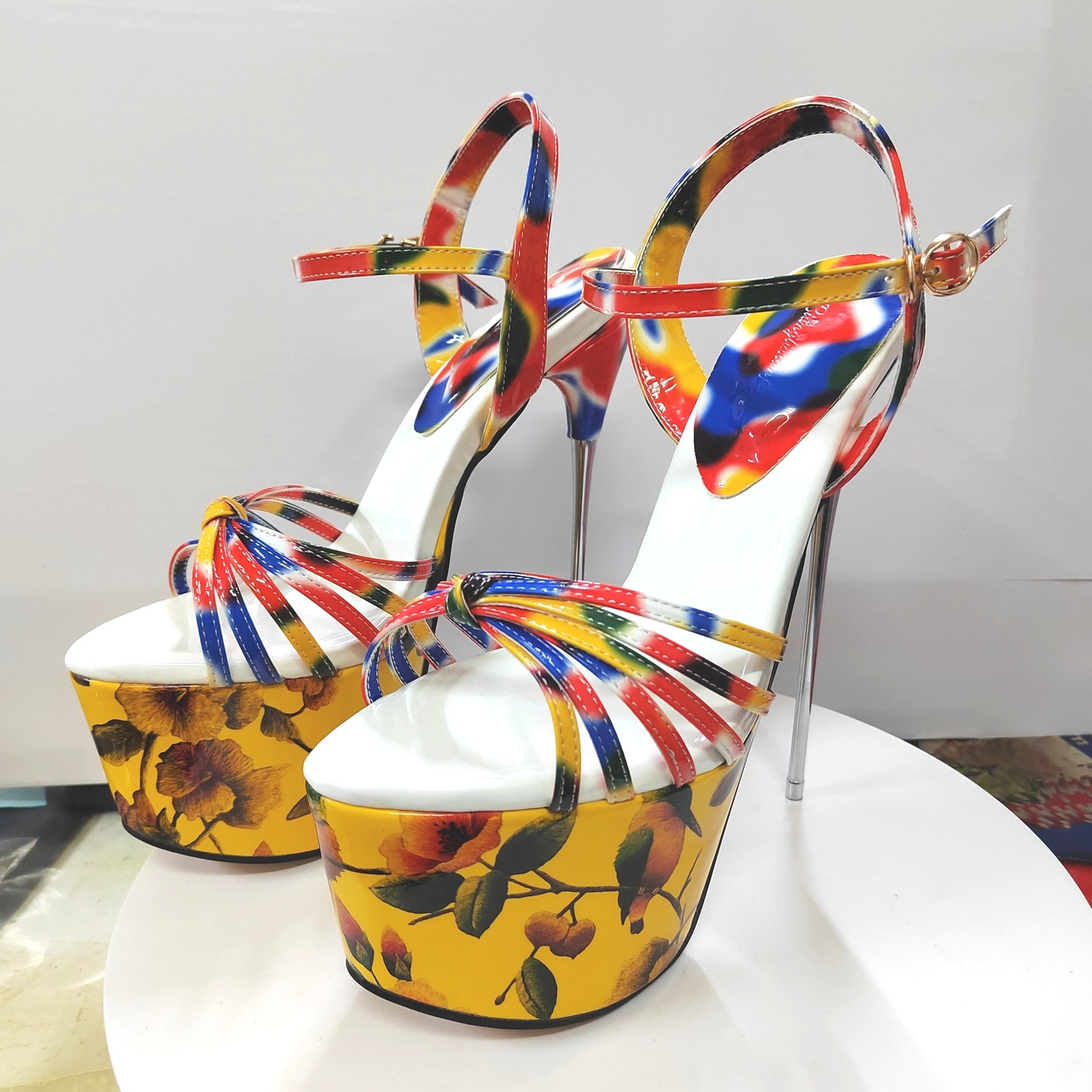 Sandalias de tacón alto de aguja con hebilla al tobillo y plataforma US4-US13 para mujer de 19 cm - Imagen 16 de 24