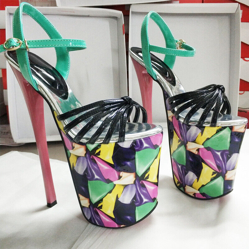 Sandalias de tacón alto de aguja con hebilla al tobillo y plataforma US4-US13 para mujer de 19 cm - Imagen 19 de 24