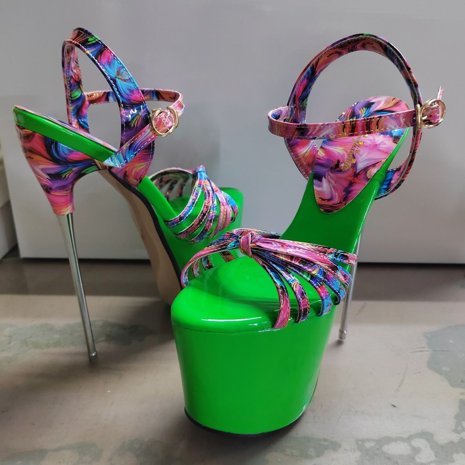 Sandalias de tacón alto de aguja con hebilla al tobillo y plataforma US4-US13 para mujer de 19 cm - Imagen 20 de 24
