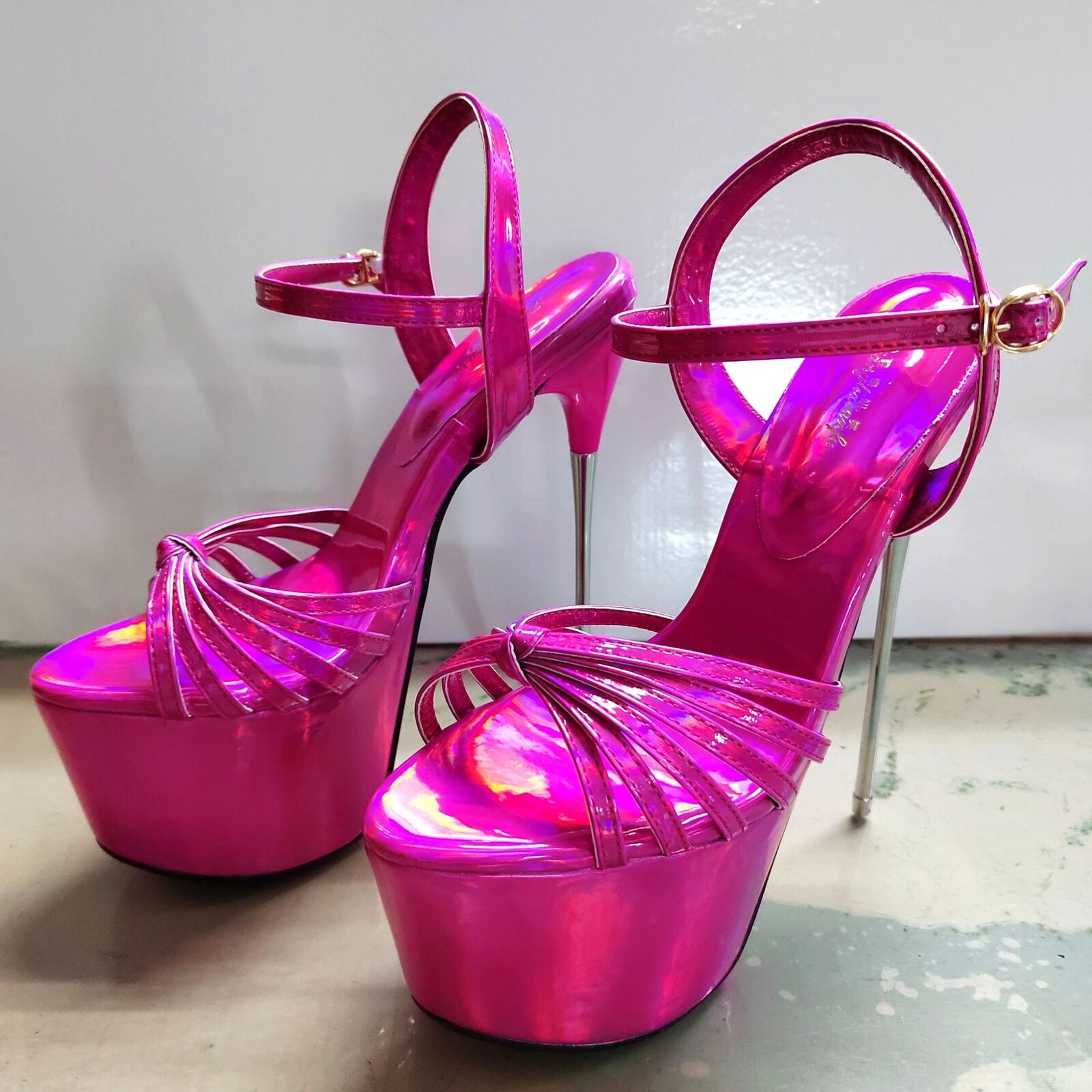 Sandalias de tacón alto de aguja con hebilla al tobillo y plataforma US4-US13 para mujer de 19 cm - Imagen 22 de 24