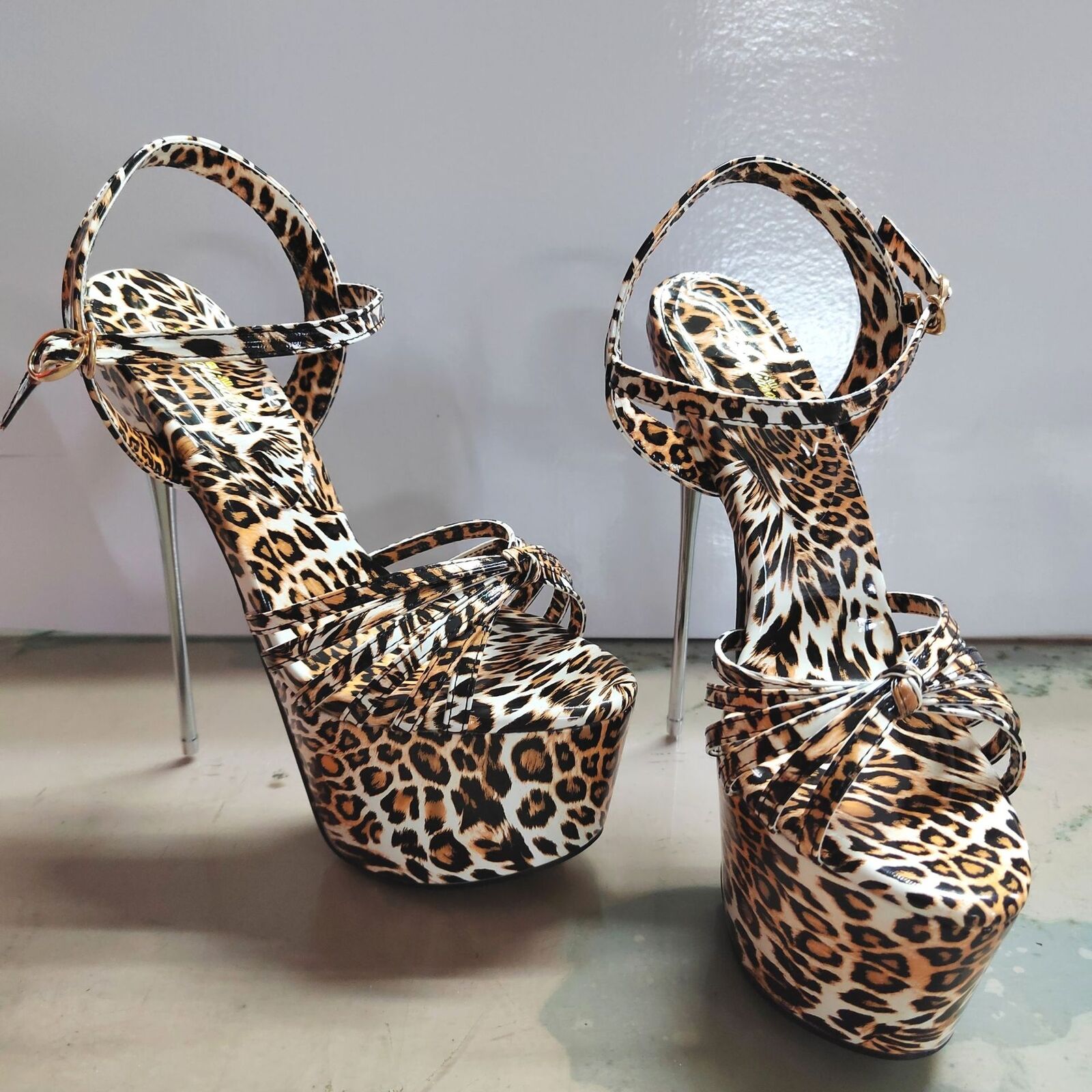 Sandalias de tacón alto de aguja con hebilla al tobillo y plataforma US4-US13 para mujer de 19 cm - Imagen 24 de 24