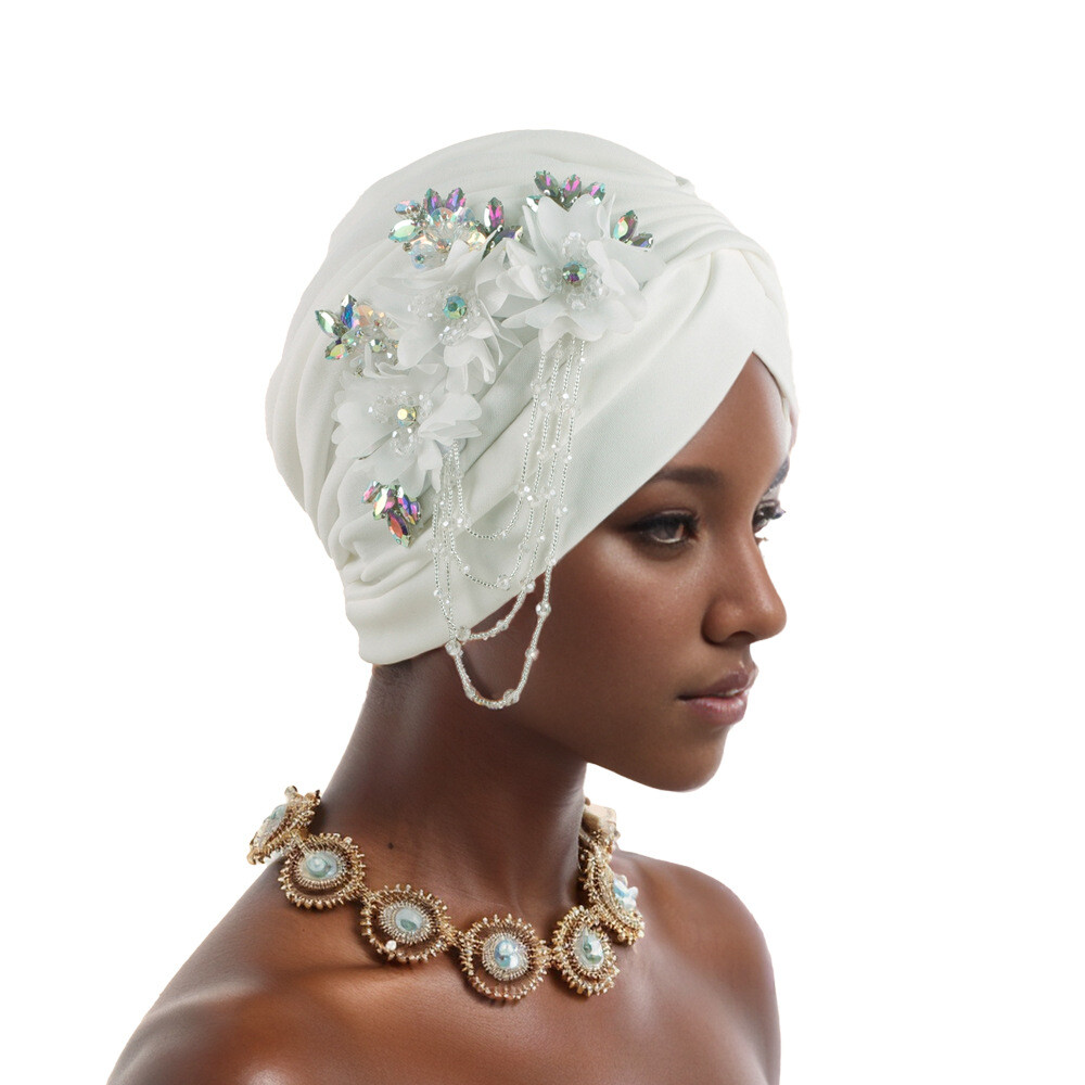 Women Wedding Party Bonnet Cap Nigerian Hijab African Aso Oke Tassel Turban New - Picture 14 of 23