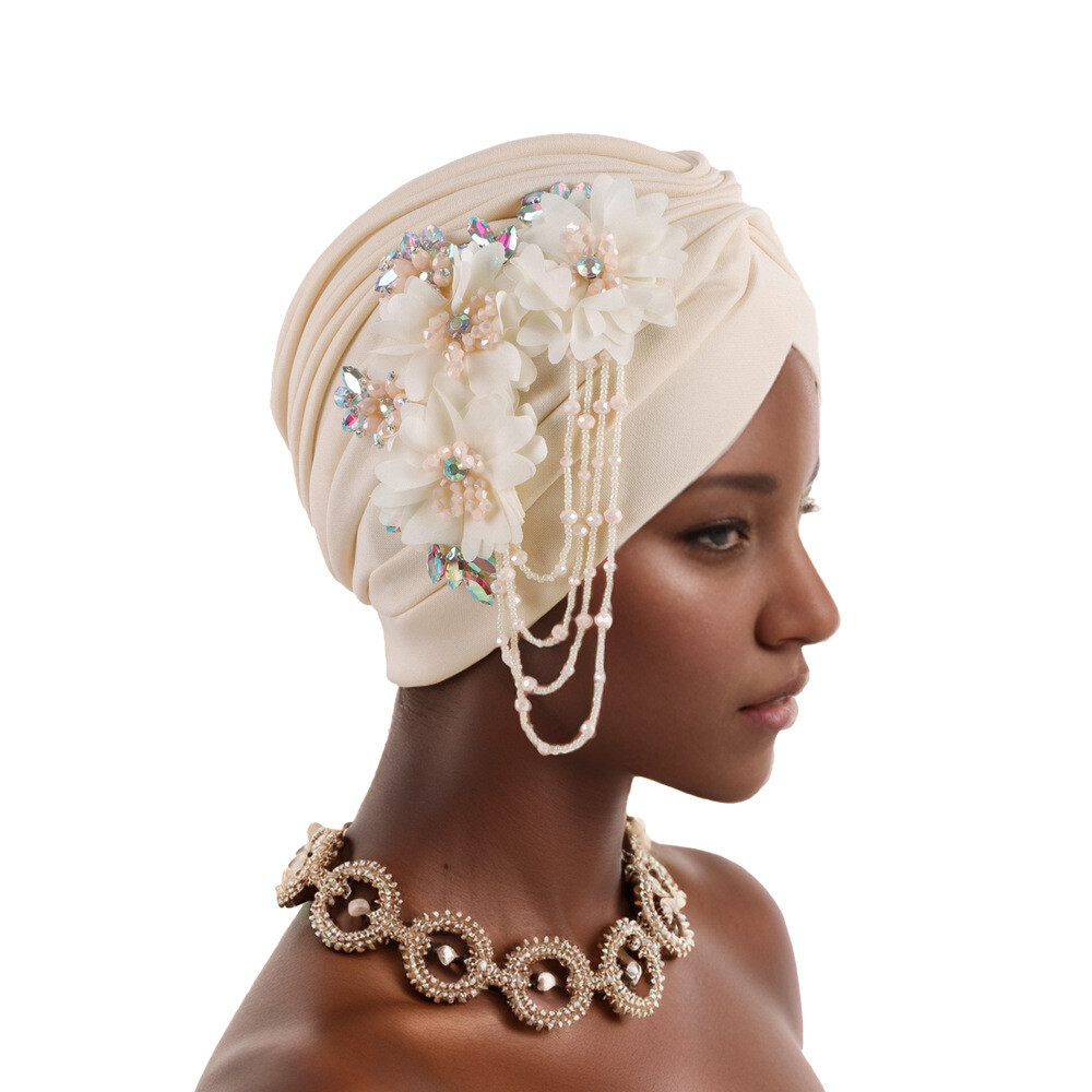 Women Wedding Party Bonnet Cap Nigerian Hijab African Aso Oke Tassel Turban New - Picture 15 of 23