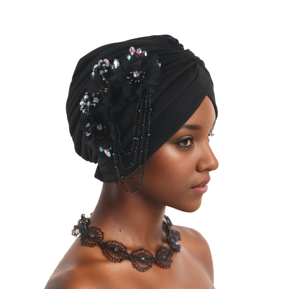 Women Wedding Party Bonnet Cap Nigerian Hijab African Aso Oke Tassel Turban New - Picture 16 of 23