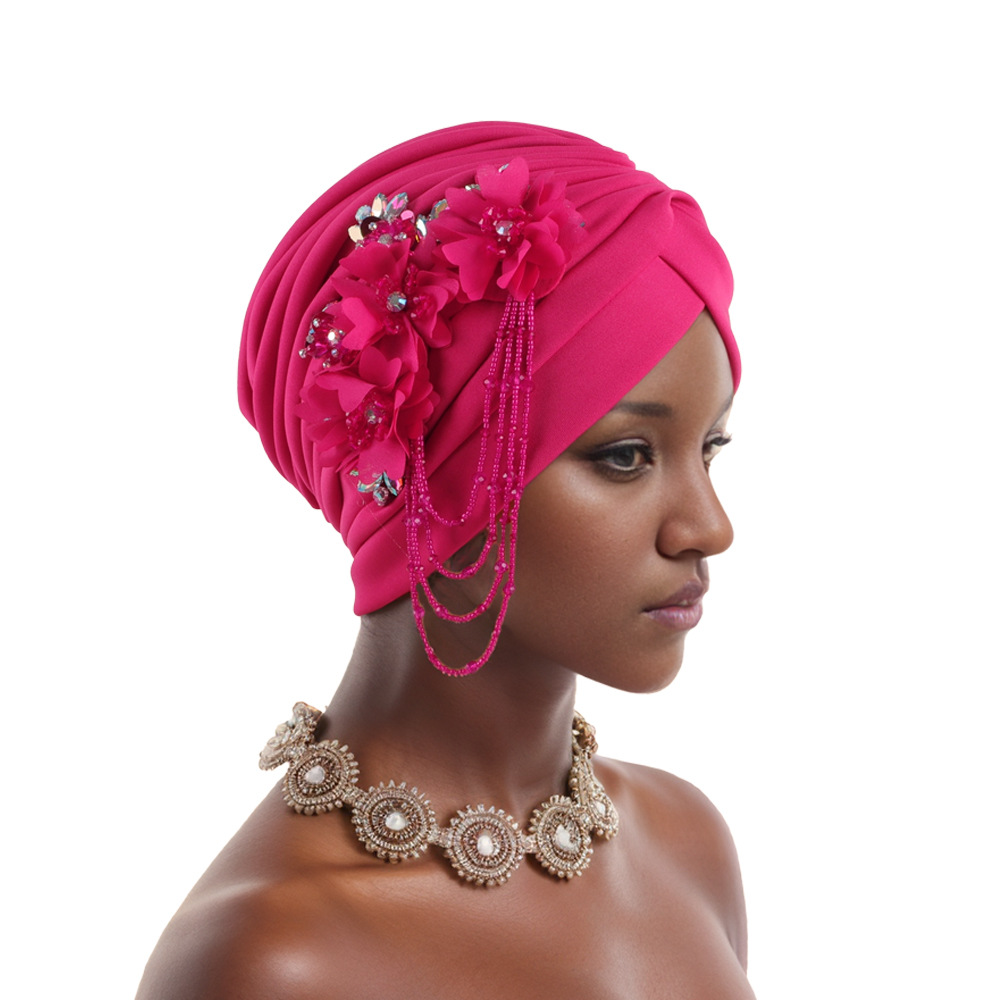Women Wedding Party Bonnet Cap Nigerian Hijab African Aso Oke Tassel Turban New - Picture 19 of 23