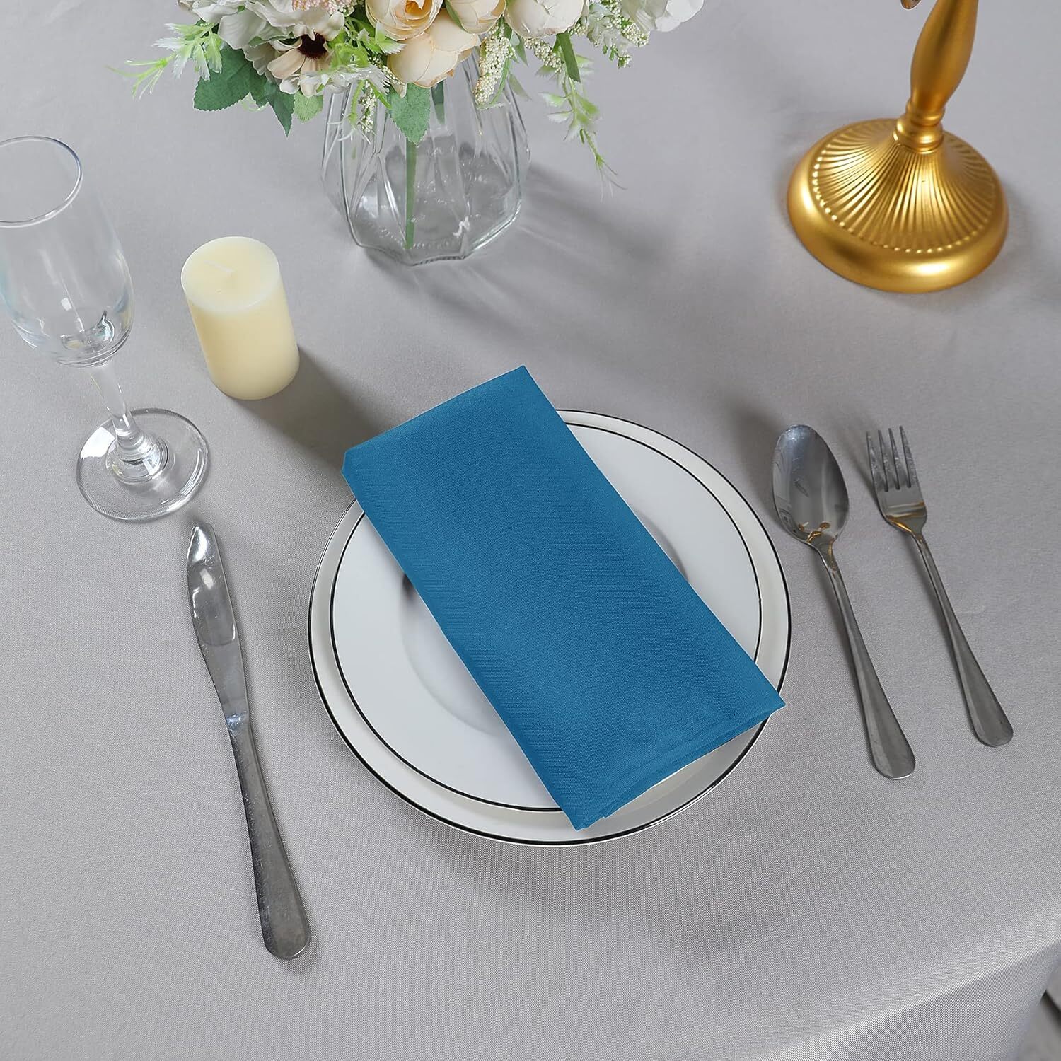 Cloth Napkins 17x17 inch Washable Polyester Dinner Napkins Soft Table Napkins - Picture 7 of 53