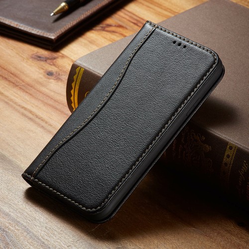 Funda tipo billetera magnética de cuero real de vaca para iPhone 16E 12 13 14 15 16 Pro Max - Imagen 23 de 25