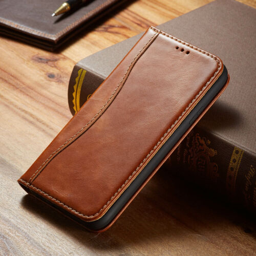 Funda tipo billetera magnética de cuero real de vaca para iPhone 16E 12 13 14 15 16 Pro Max - Imagen 24 de 25