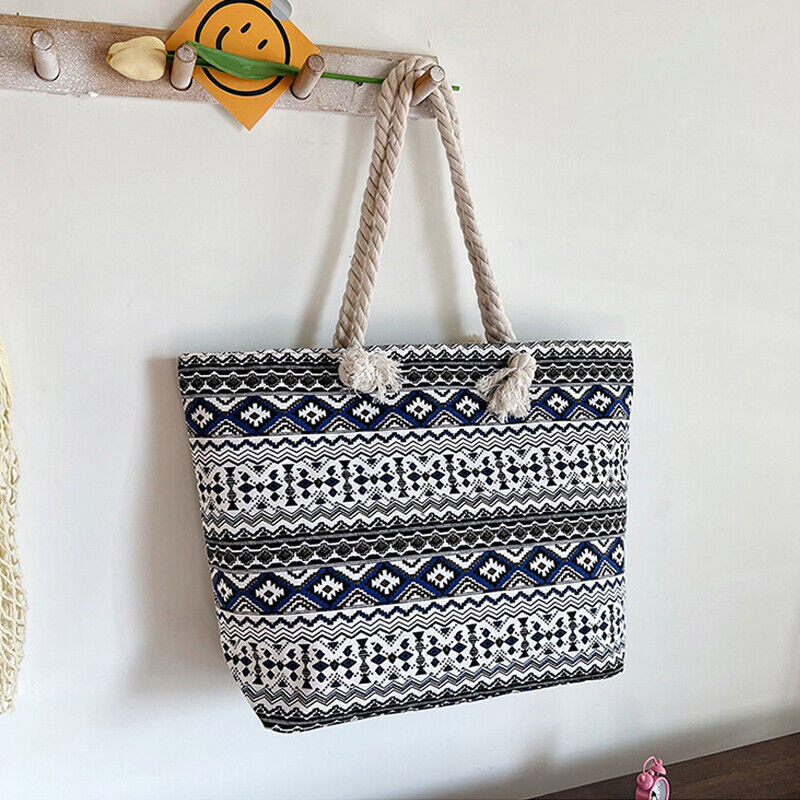 Beach Bag Extra Large Summer Beach Tote Bag with Zip and Rope Handle New - Picture 26 of 31
