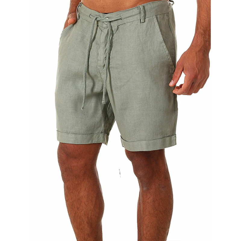 Cotton Linen Casual Shorts For Men Summer Thin Solid Color Sports Pants - Picture 18 of 31