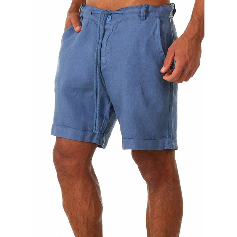 Cotton Linen Casual Shorts For Men Summer Thin Solid Color Sports Pants - Picture 23 of 31