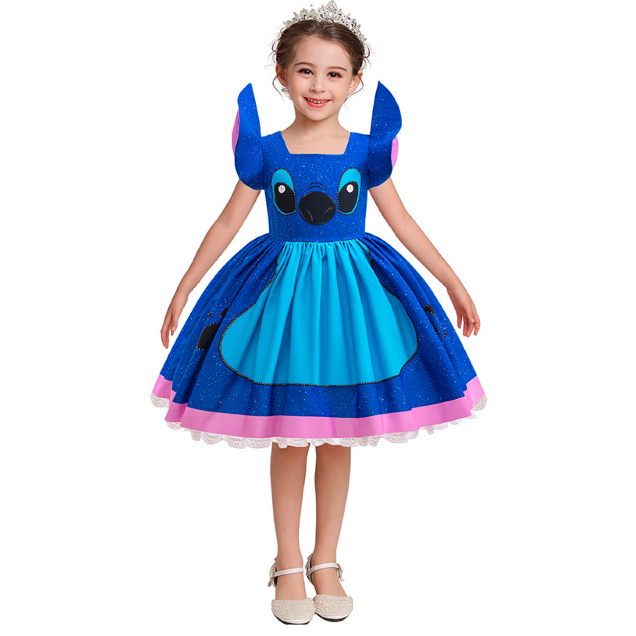 2025 Kids Girls cartoon Stitch Dress Cosplay Costume Carnival Party Fancy Dress