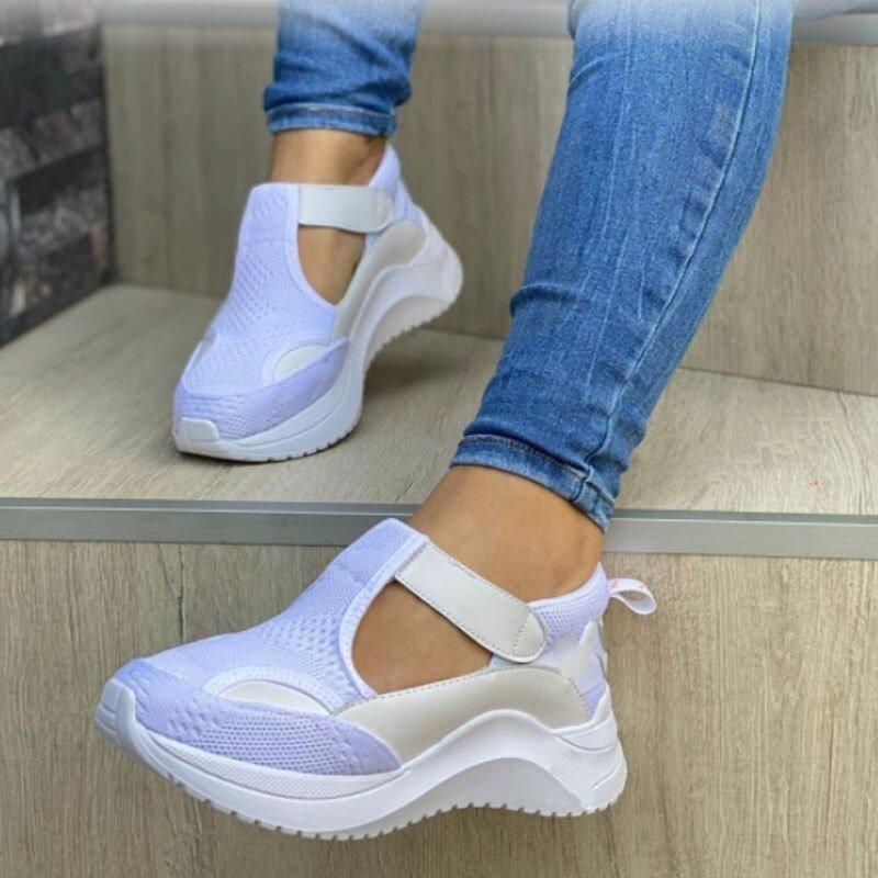 Woman Ladies Sneakers Knit Trainer Slip on Sport Casual Running Walking Shoes... - Picture 12 of 12