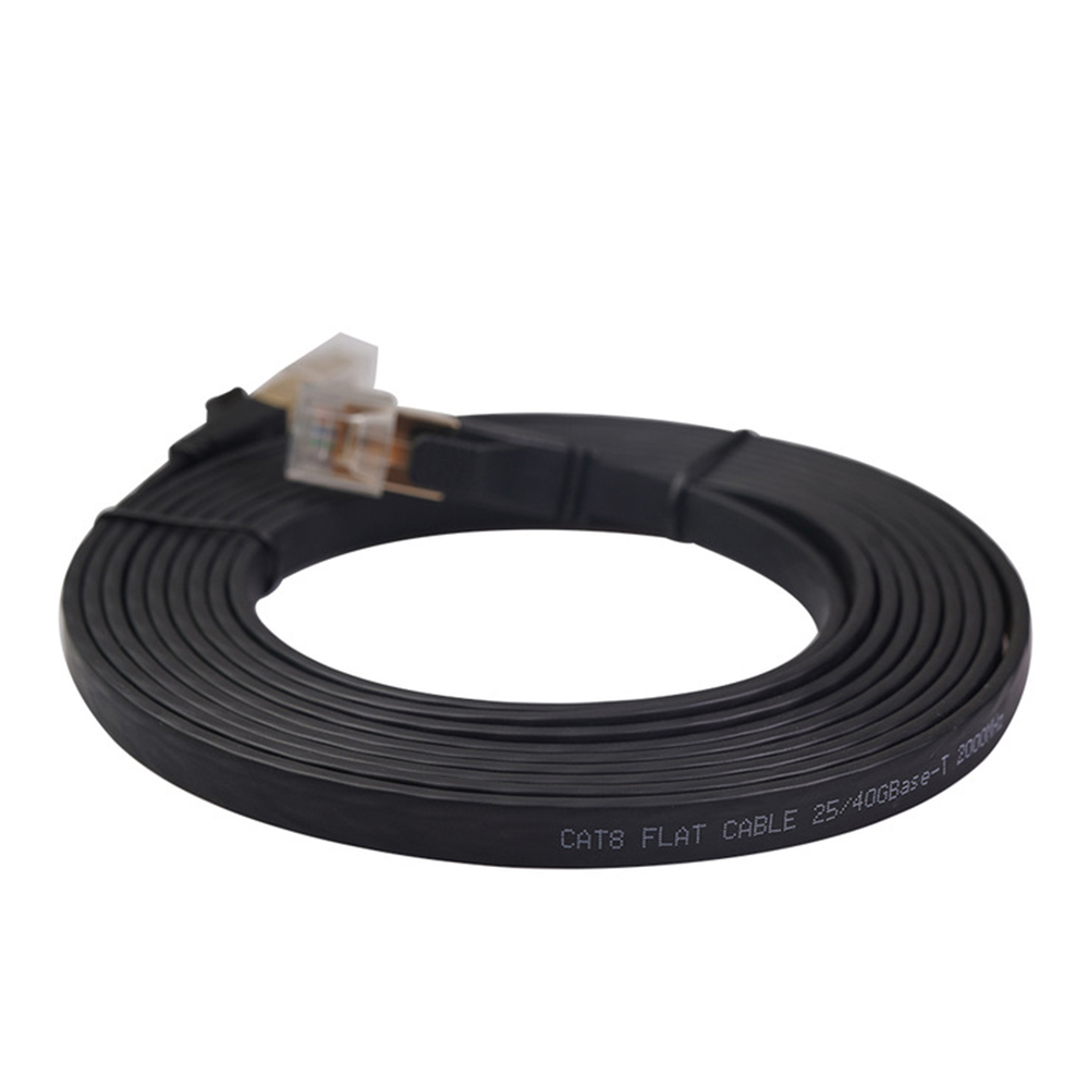 Câble Ethernet CAT8 Plat 40Gbps 2000MHZ RJ45 Mâle à Mâle Plaqué Or Haute Vitesse - Afbeelding 12 van 13