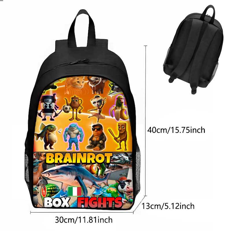 Cosplay Italian Brainrot Tung Tung Sahur Kids Backpack Schoolbag Pencilcase Bags - Picture 6 of 18