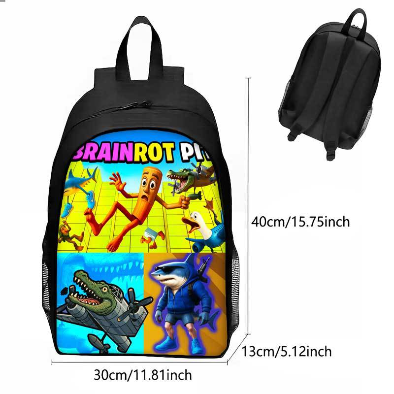 Cosplay Italian Brainrot Tung Tung Sahur Kids Backpack Schoolbag Pencilcase Bags - Picture 14 of 18
