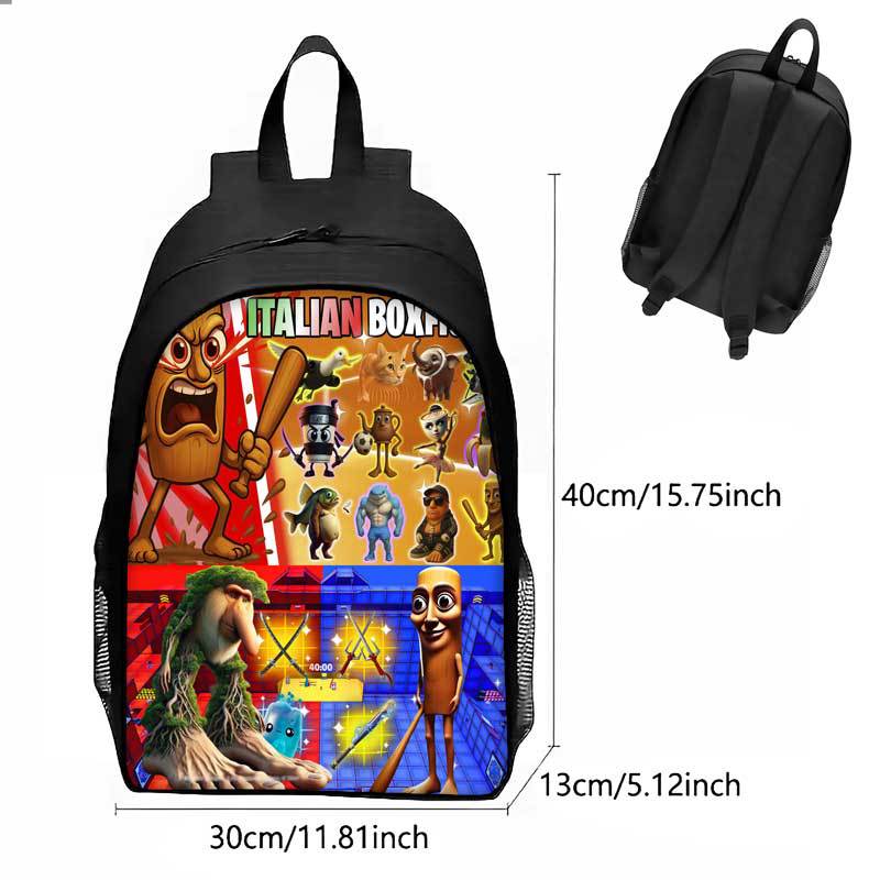 Cosplay Italian Brainrot Tung Tung Sahur Kids Backpack Schoolbag Pencilcase Bags - Picture 15 of 18