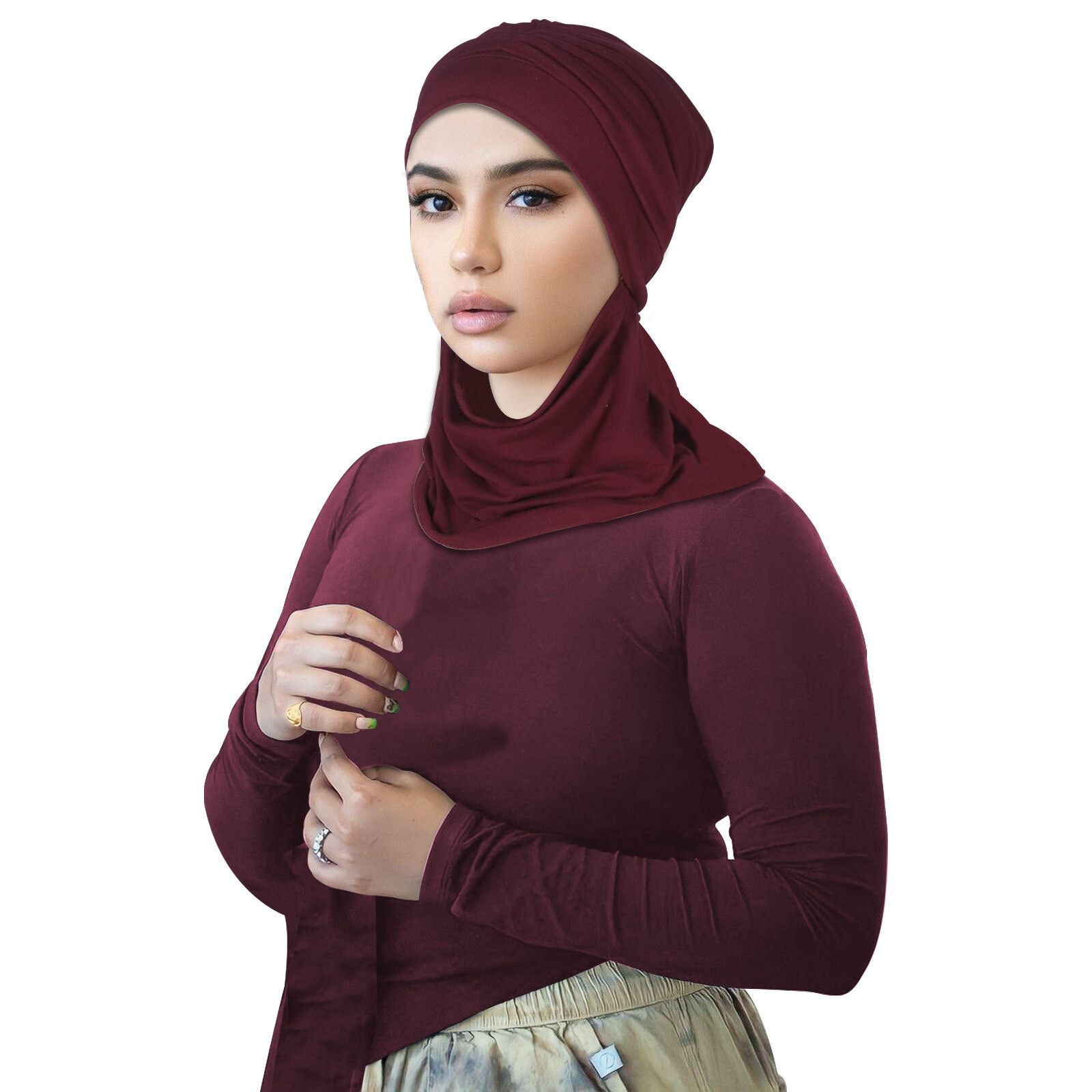 Sombreros de hiyab musulmán para mujer cubierta de cuello completo bufanda gorras turbante islámico pañuelo gorra - Imagen 18 de 24