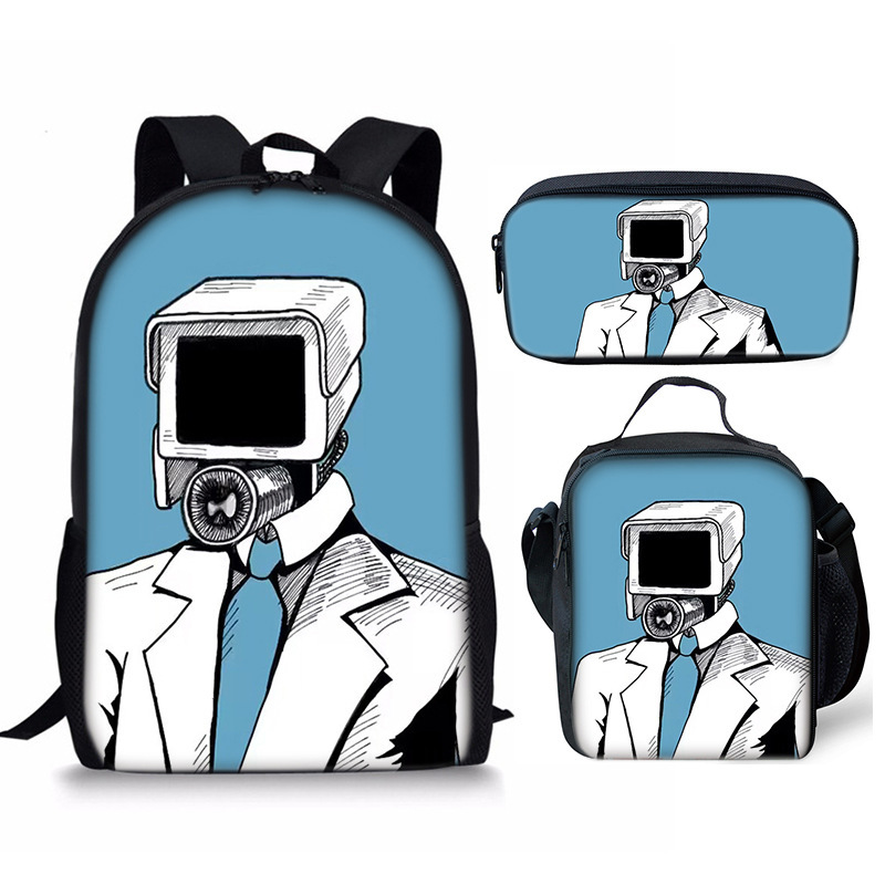 Skibidi Toilet Speakerman Mochila Escuela Bolsa de Almuerzo Mochila Estuche para Lápices Conjunto Reino Unido - Imagen 12 de 36