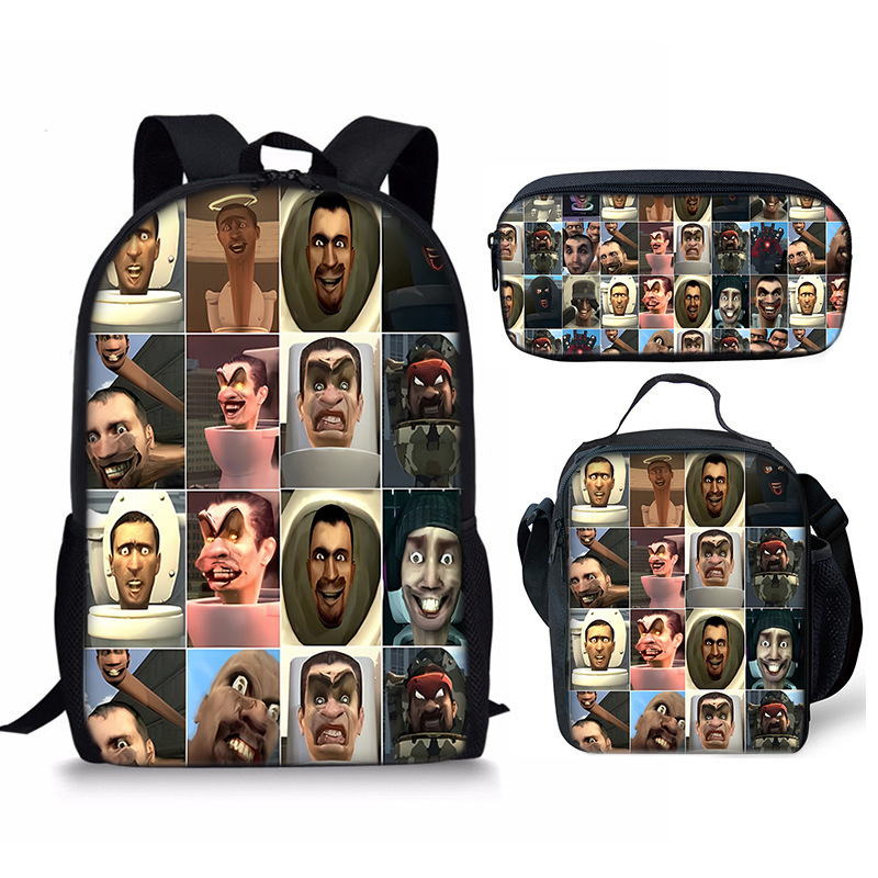 Skibidi Toilet Speakerman Mochila Escuela Bolsa de Almuerzo Mochila Estuche para Lápices Conjunto Reino Unido - Imagen 21 de 36