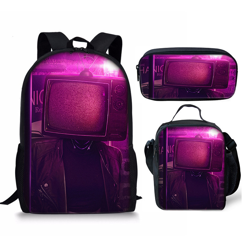 Skibidi Toilet Speakerman Mochila Escuela Bolsa de Almuerzo Mochila Estuche para Lápices Conjunto Reino Unido - Imagen 8 de 36