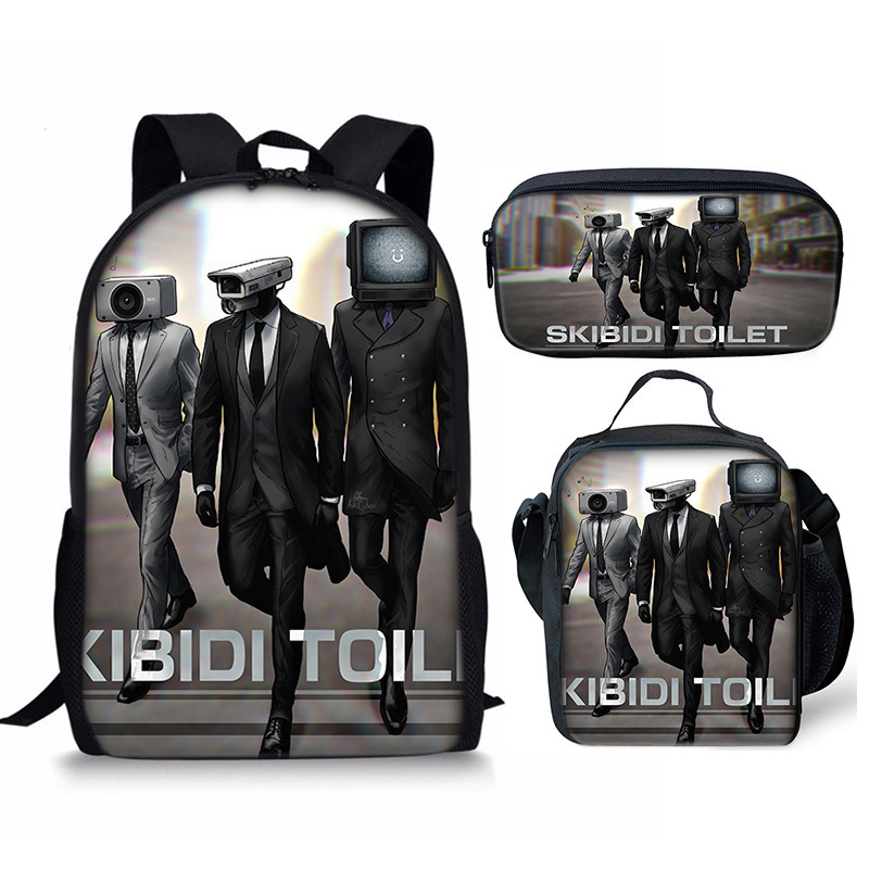 Skibidi Toilet Speakerman Mochila Escuela Bolsa de Almuerzo Mochila Estuche para Lápices Conjunto Reino Unido - Imagen 10 de 36