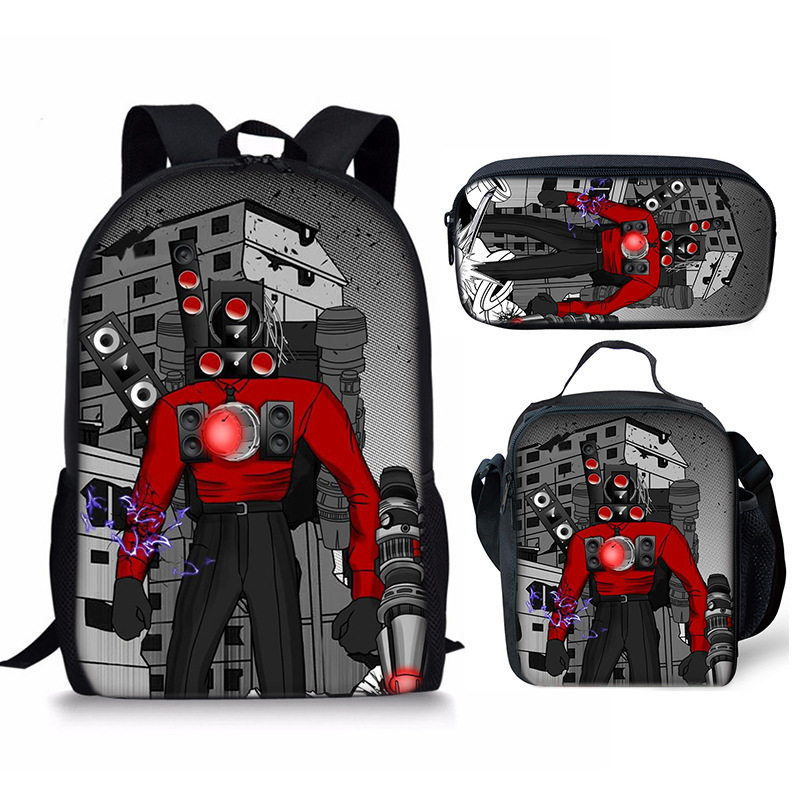 Skibidi Toilet Speakerman Mochila Escuela Bolsa de Almuerzo Mochila Estuche para Lápices Conjunto Reino Unido - Imagen 11 de 36
