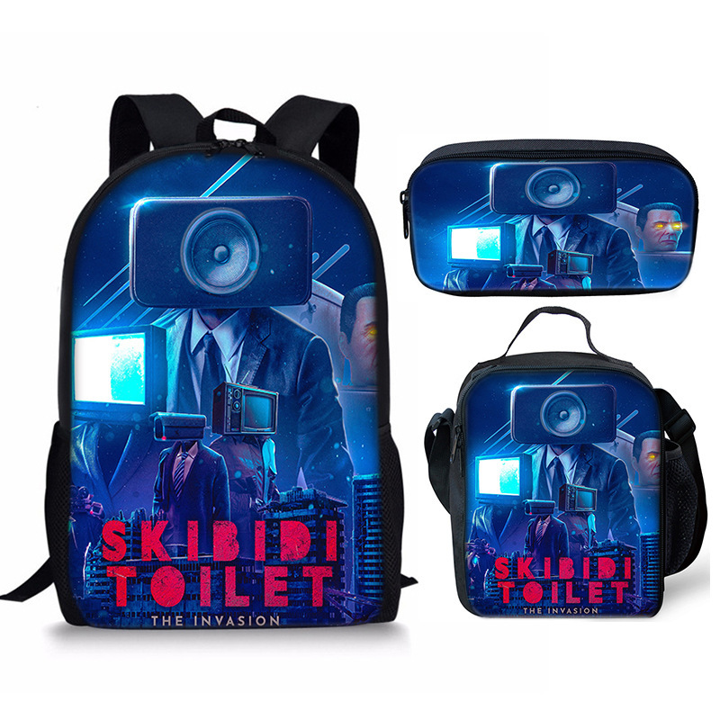 Skibidi Toilet Speakerman Mochila Escuela Bolsa de Almuerzo Mochila Estuche para Lápices Conjunto Reino Unido - Imagen 17 de 36