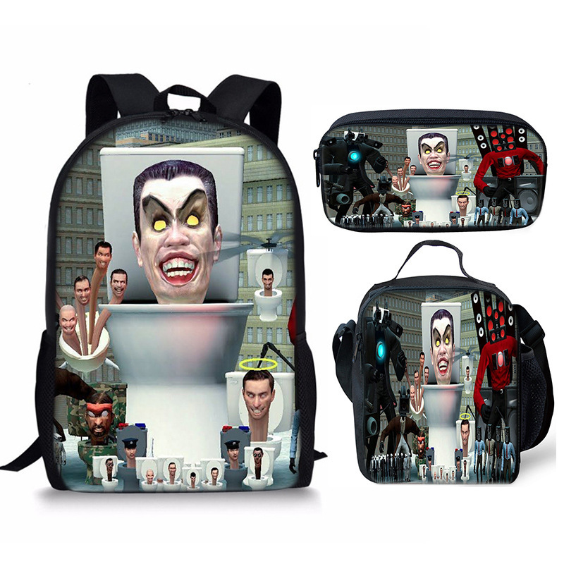 Skibidi Toilet Speakerman Mochila Escuela Bolsa de Almuerzo Mochila Estuche para Lápices Conjunto Reino Unido - Imagen 18 de 36