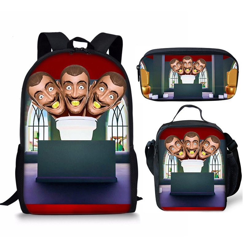 Skibidi Toilet Speakerman Mochila Escuela Bolsa de Almuerzo Mochila Estuche para Lápices Conjunto Reino Unido - Imagen 19 de 36