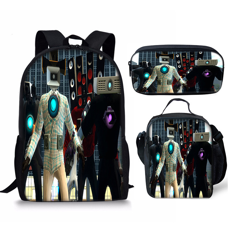 Skibidi Toilet Speakerman Mochila Escuela Bolsa de Almuerzo Mochila Estuche para Lápices Conjunto Reino Unido - Imagen 20 de 36