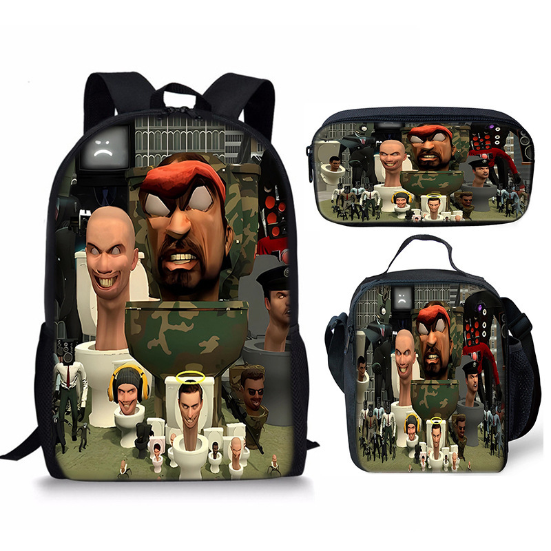 Skibidi Toilet Speakerman Mochila Escuela Bolsa de Almuerzo Mochila Estuche para Lápices Conjunto Reino Unido - Imagen 22 de 36