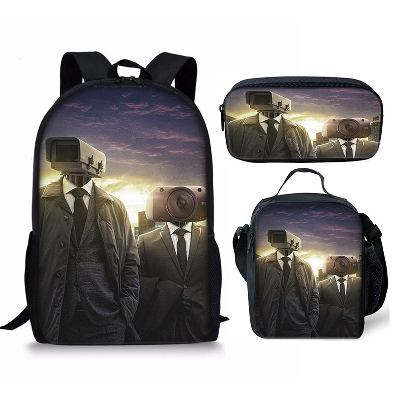Skibidi Toilet Speakerman Mochila Escuela Bolsa de Almuerzo Mochila Estuche para Lápices Conjunto Reino Unido - Imagen 24 de 36
