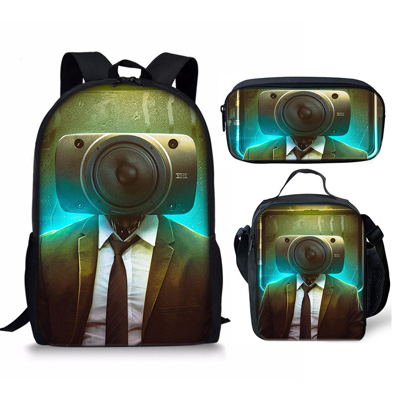 Skibidi Toilet Speakerman Mochila Escuela Bolsa de Almuerzo Mochila Estuche para Lápices Conjunto Reino Unido - Imagen 26 de 36