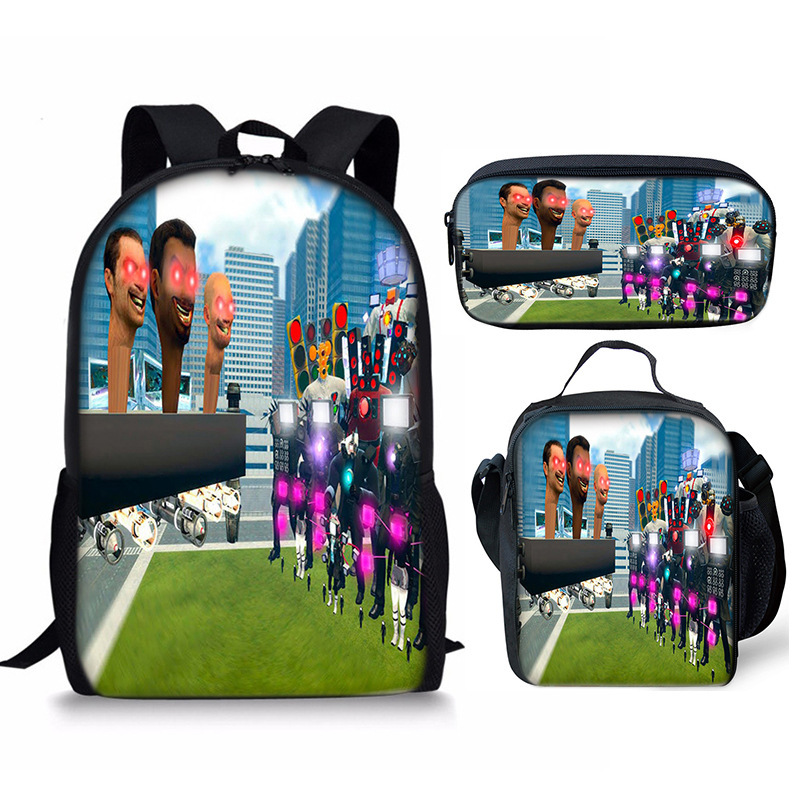 Skibidi Toilet Speakerman Mochila Escuela Bolsa de Almuerzo Mochila Estuche para Lápices Conjunto Reino Unido - Imagen 27 de 36