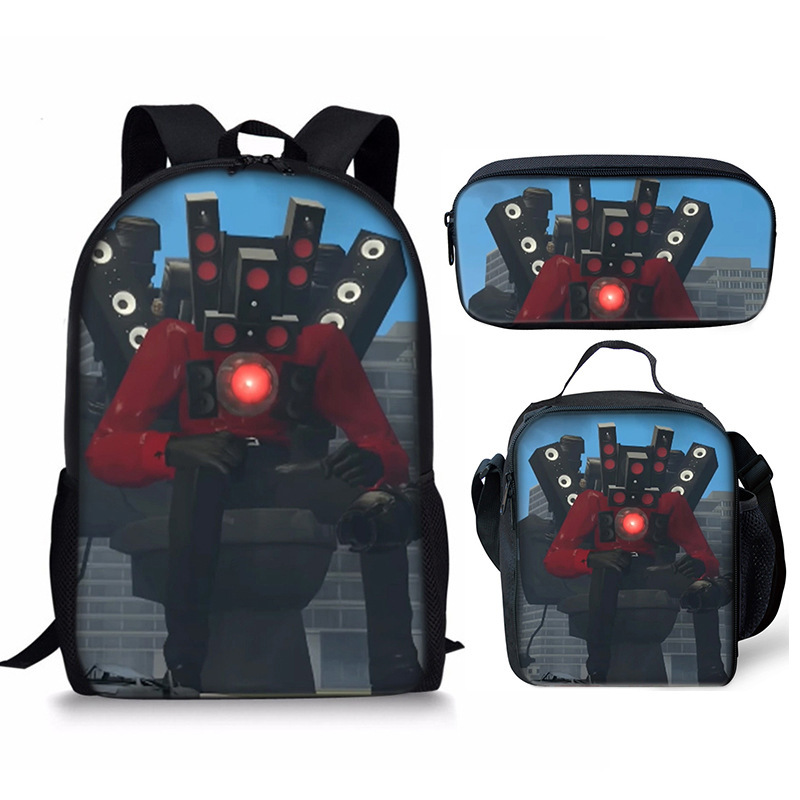 Skibidi Toilet Speakerman Mochila Escuela Bolsa de Almuerzo Mochila Estuche para Lápices Conjunto Reino Unido - Imagen 28 de 36