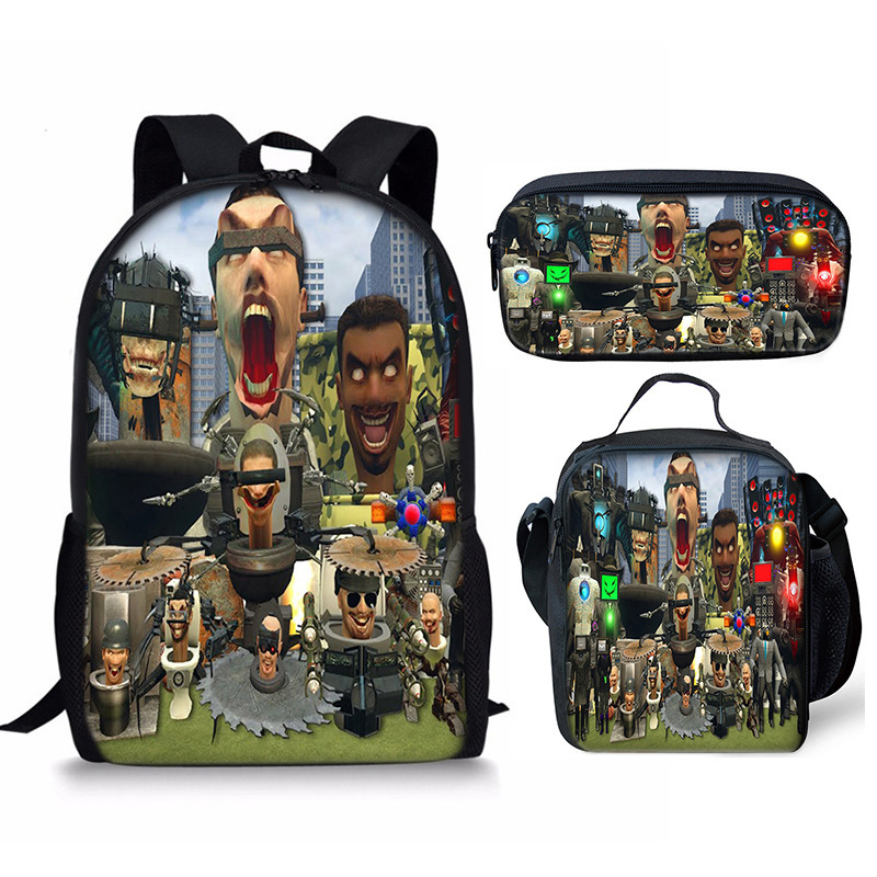 Skibidi Toilet Speakerman Mochila Escuela Bolsa de Almuerzo Mochila Estuche para Lápices Conjunto Reino Unido - Imagen 32 de 36