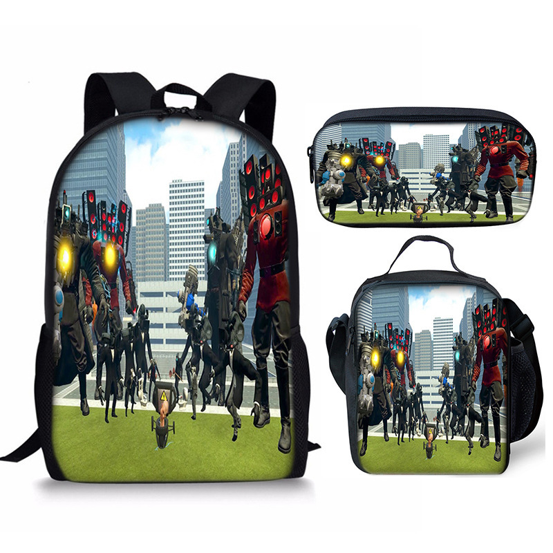 Skibidi Toilet Speakerman Mochila Escuela Bolsa de Almuerzo Mochila Estuche para Lápices Conjunto Reino Unido - Imagen 33 de 36