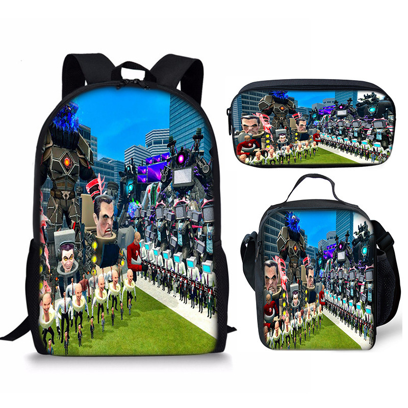 Skibidi Toilet Speakerman Mochila Escuela Bolsa de Almuerzo Mochila Estuche para Lápices Conjunto Reino Unido - Imagen 35 de 36
