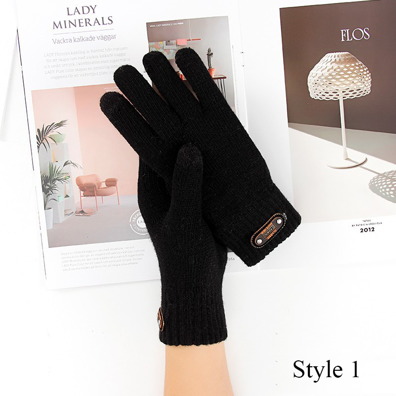 Men's Touch Screen Gloves Warm Acrylic Polyester Knitted for Driving Skating Win - Picture 25 of 30